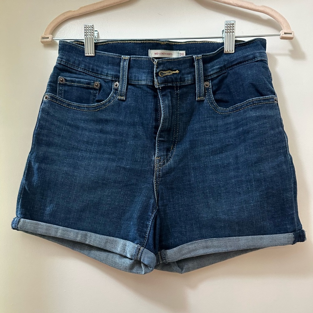 Levi's Blue Jean Shorts Mid-Rise Cuffed